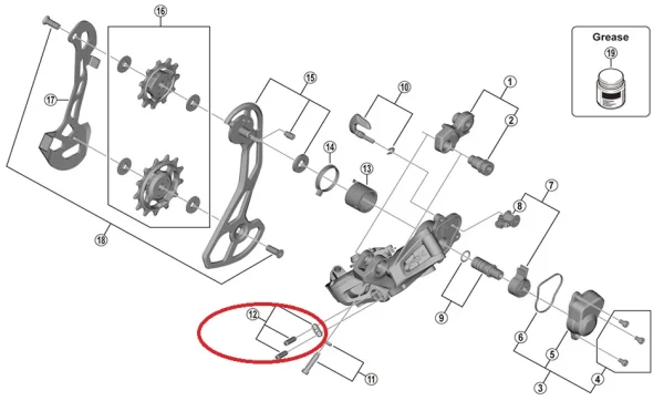 Shimano XT RD-M8050/Ultegra RD-R8050/GRX RD-RX815 Schaltwerk Anschlagschrauben Online Shop 1